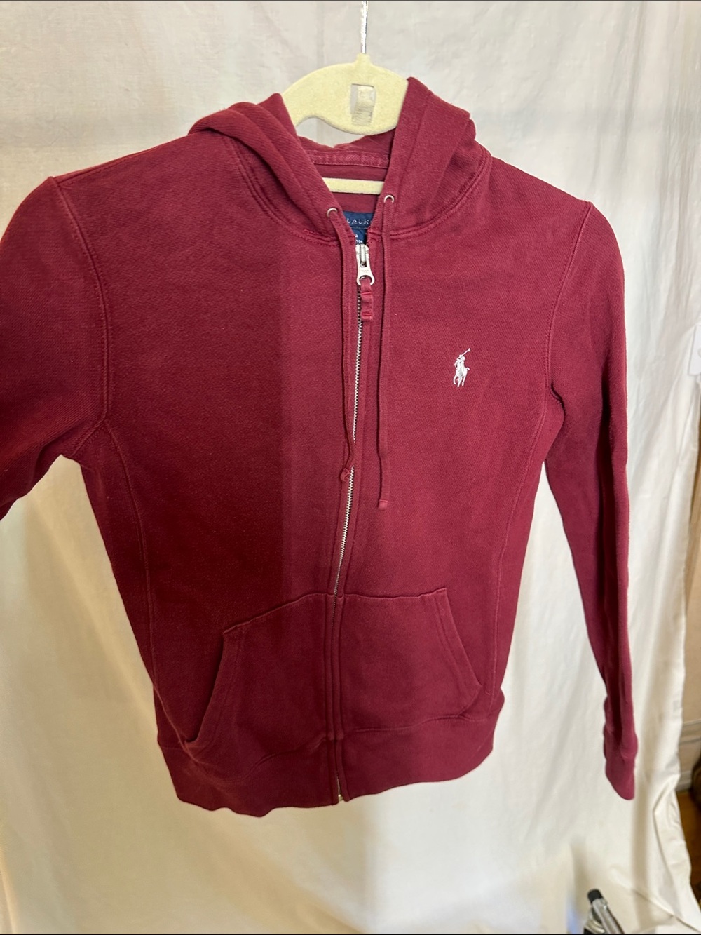 Ralph Lauren Polo Deep Burgundy Zip Hoodie with Mississippi State logo